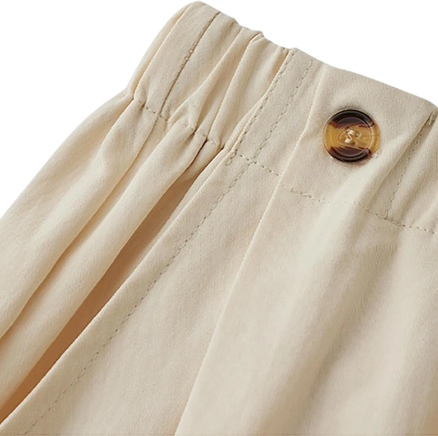 Shorts for Women High Waisted Dressy Casual Cotton Comfy Elastic Wasited Pleated Summer Lounge Shorts with Pocket