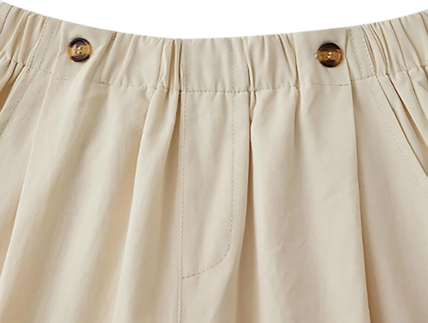 Shorts for Women High Waisted Dressy Casual Cotton Comfy Elastic Wasited Pleated Summer Lounge Shorts with Pocket