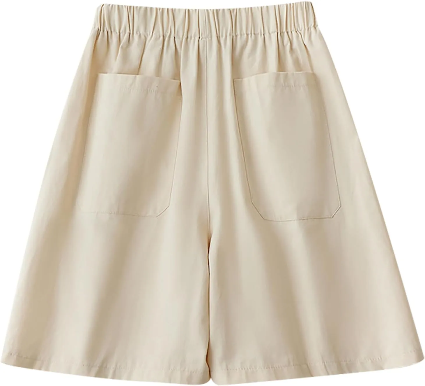 Shorts for Women High Waisted Dressy Casual Cotton Comfy Elastic Wasited Pleated Summer Lounge Shorts with Pocket