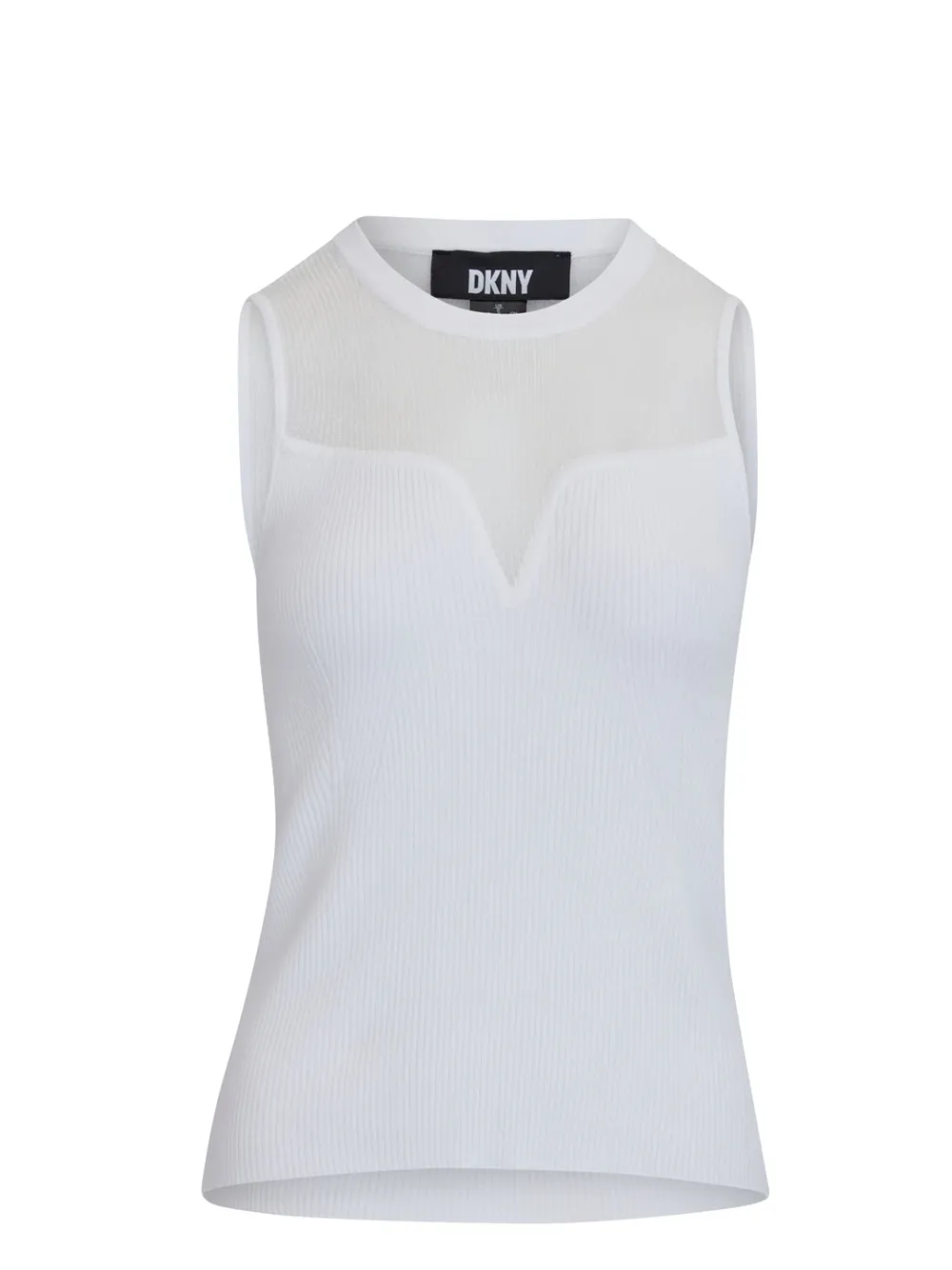 Spun Rayon Nylon Mesh Yoke Sweater