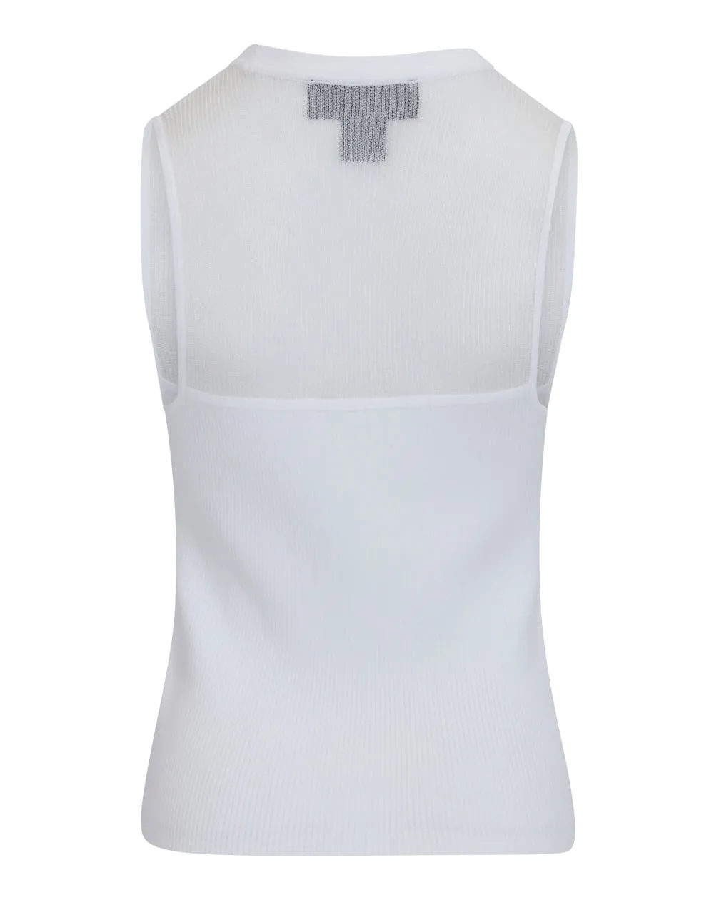Spun Rayon Nylon Mesh Yoke Sweater