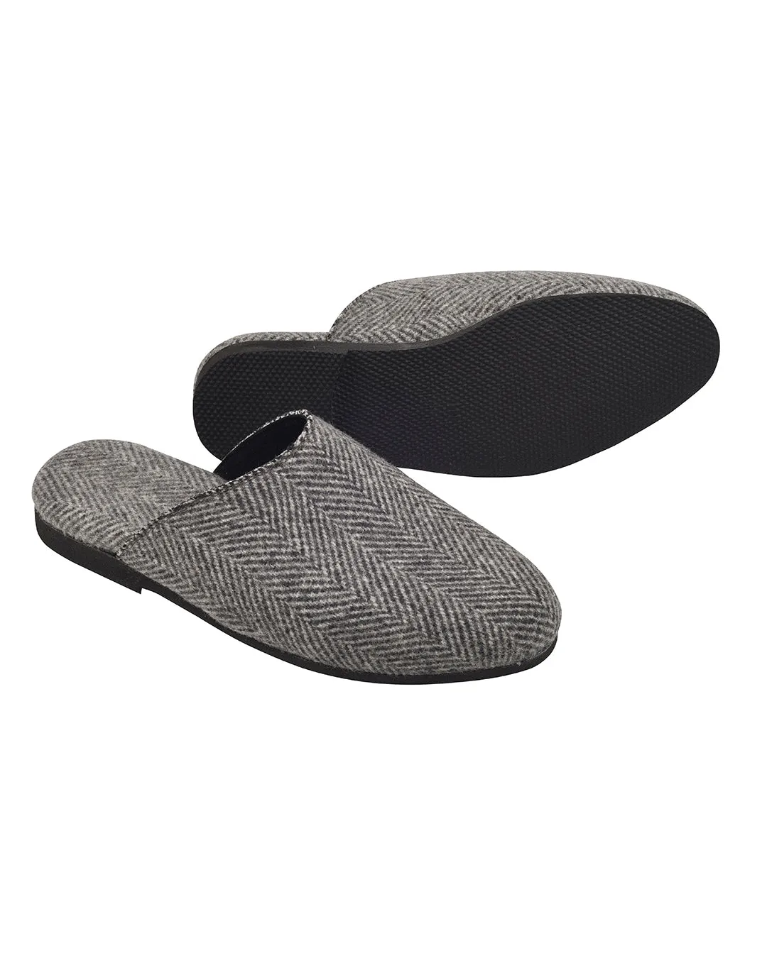 Suede-Cashmere Slippers Grey