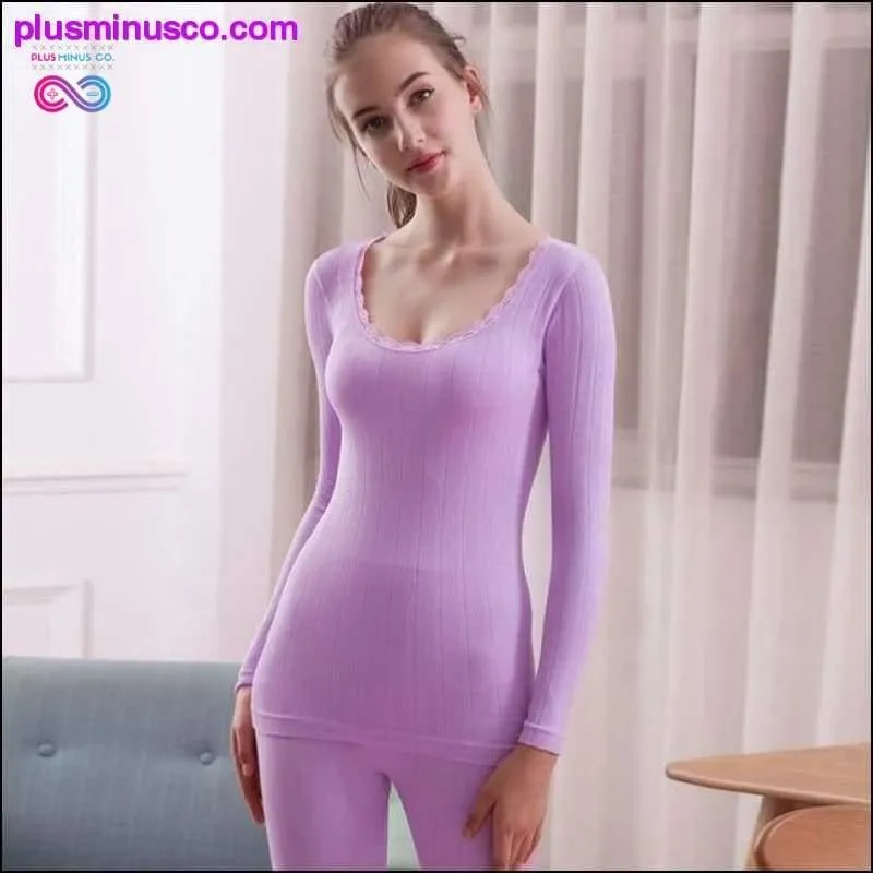 Thermal Underwear Ladies O-Neck Sexy Lace Solid Cotton