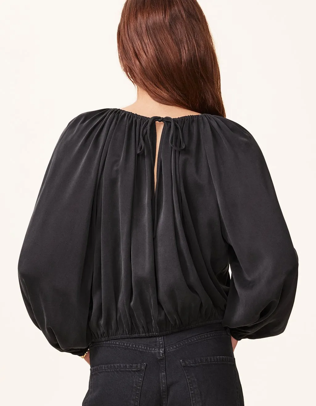 unsubscribed silk charmeuse balloon blouse