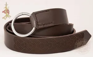 Viking LARP Ring Belt in Brown - With Knotwork Carving