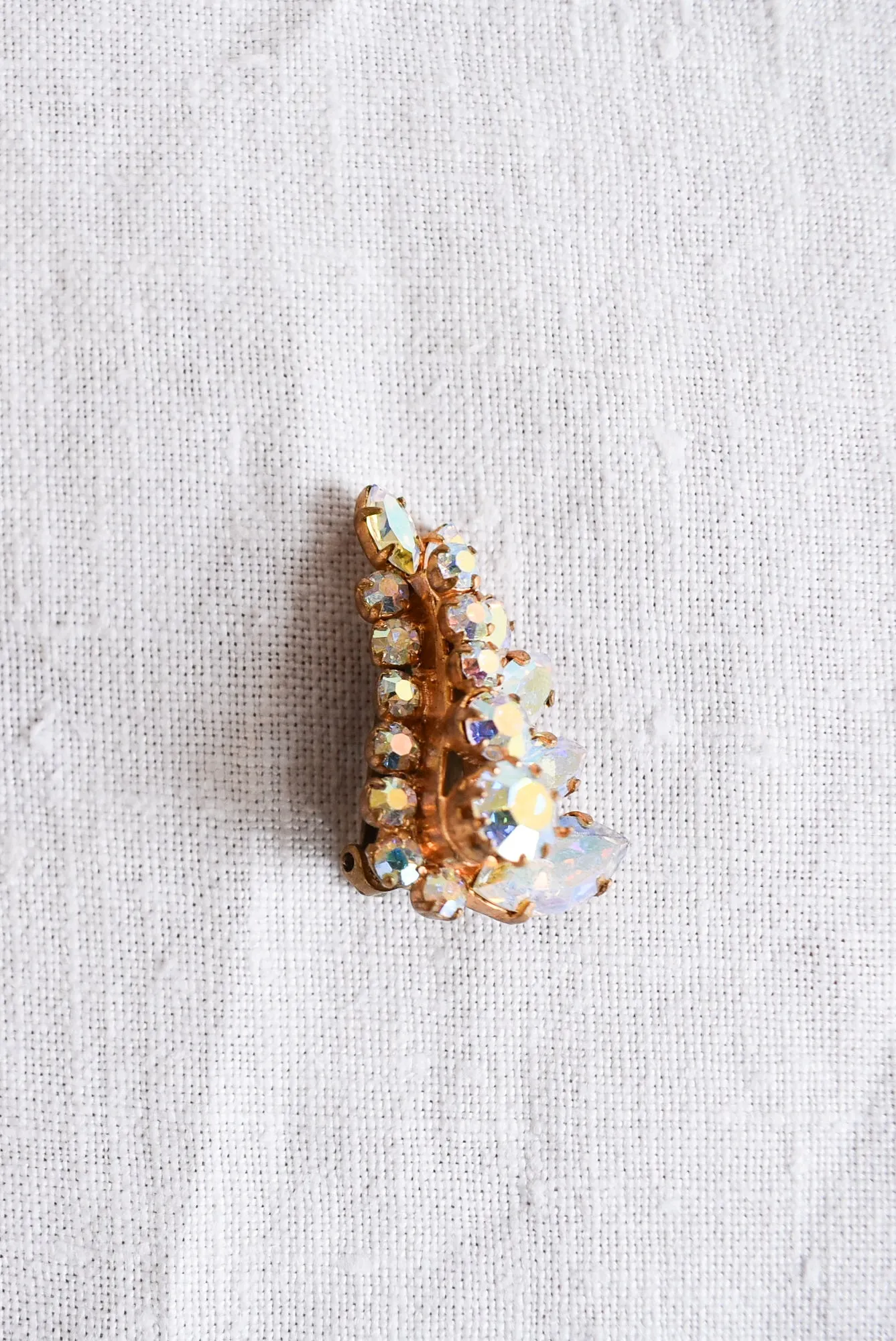 Vintage clip on diamante fern earrings