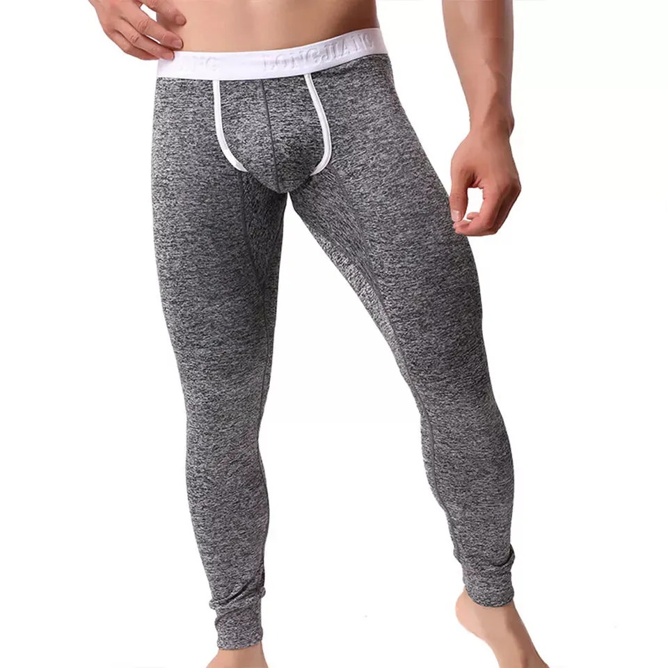 Winter Warm Mens Long John Thermal Underwear Legging Pants Bulge Pouch Trousers