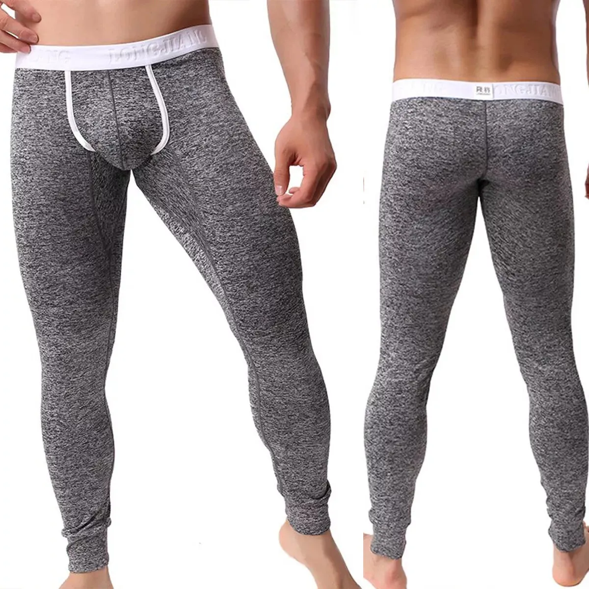Winter Warm Mens Long John Thermal Underwear Legging Pants Bulge Pouch Trousers