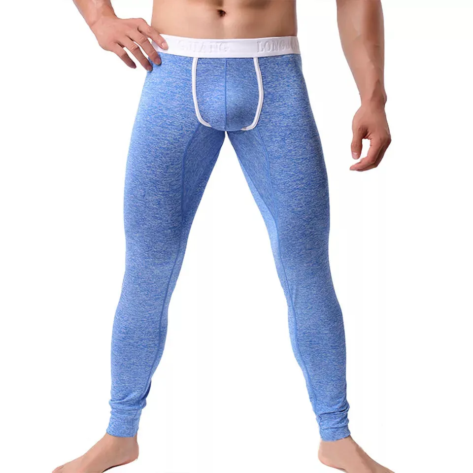 Winter Warm Mens Long John Thermal Underwear Legging Pants Bulge Pouch Trousers