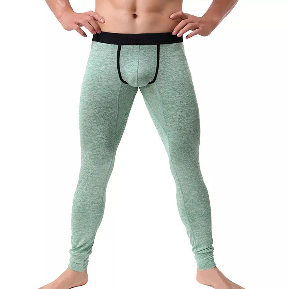 Winter Warm Mens Long John Thermal Underwear Legging Pants Bulge Pouch Trousers
